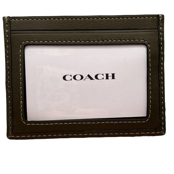 Coach Slim ID Case in Olive Drab‎ Signature Jacquard NWT Credit Card - Picture 1 of 6